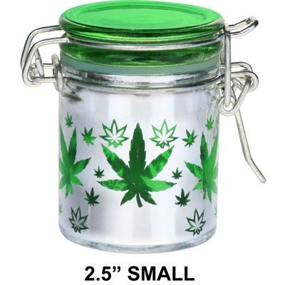 Pot Leaf Daytona  2.5" Stash Jar, Size: 2.5"