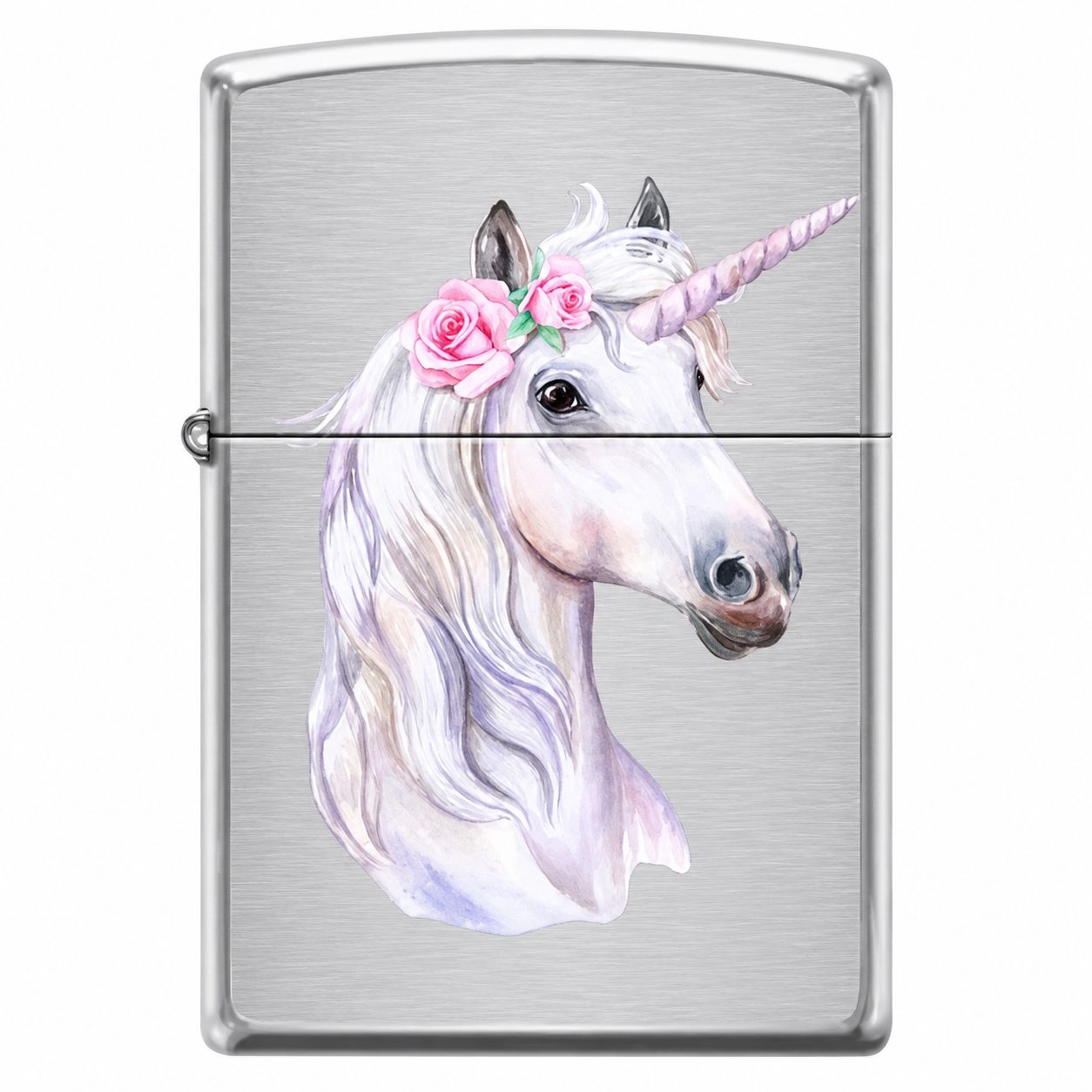 Zippo Lighter Unicorn With Rose, Color: Brush Chrome
