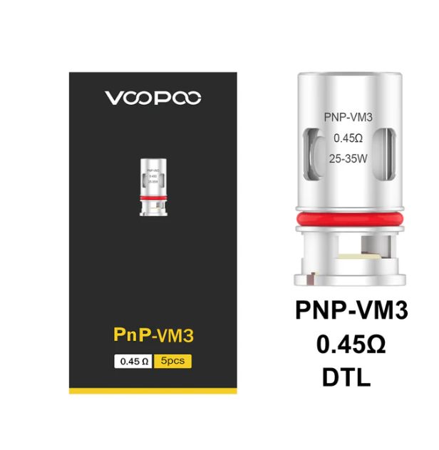 VOOPOO PnP VM3 Coils (5-Pack), Resistance: 0.45Ω Mesh Coil