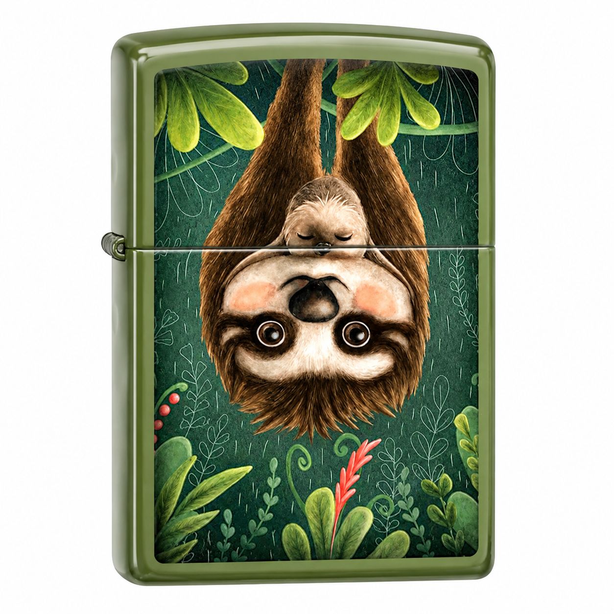Zippo Lighter Sloth, Color: Matte Green
