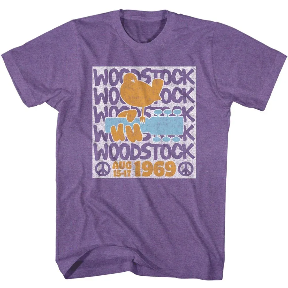 Woodstock Stacked Purple T-Shirt, Size: 2X-Large