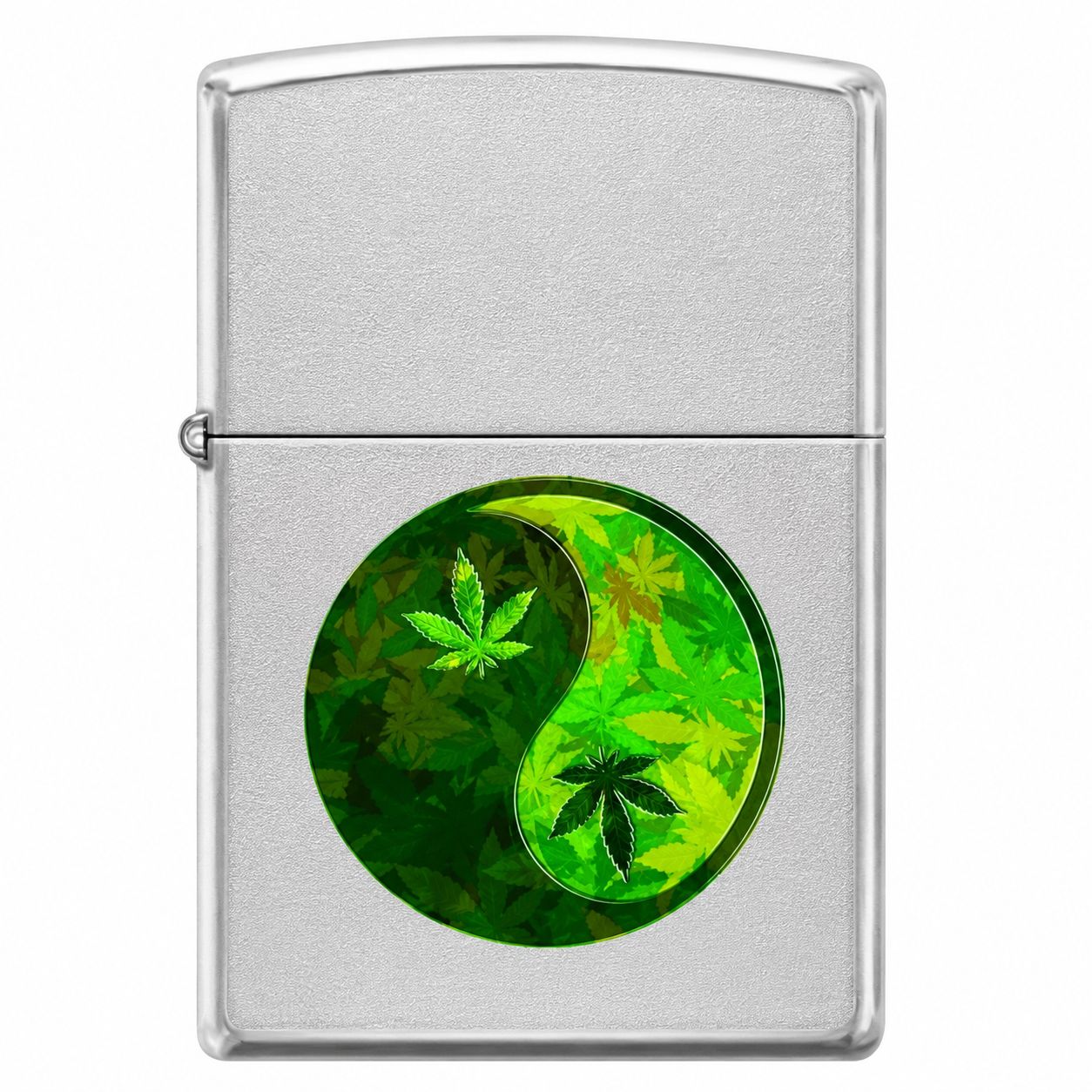 Zippo Lighter Ying Yang Pot Leaf Pipe, Color: Satin Chrome