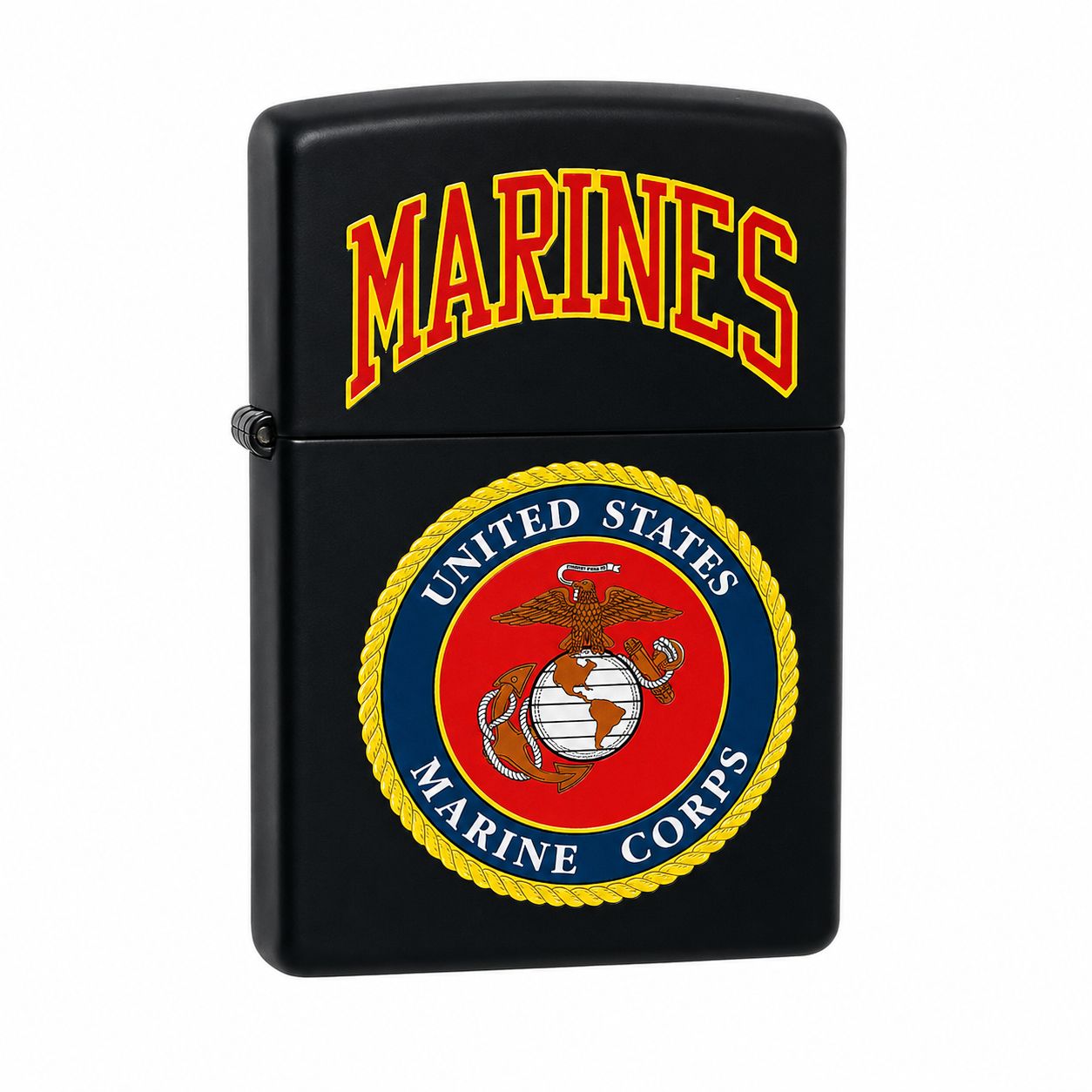 Zippo Lighter Marines With Logo, Color: Black Matte