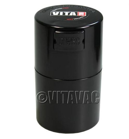 Tight VAC TVO Vitavac Container 0.7oz, Body Color: Black, Lid Color: Black