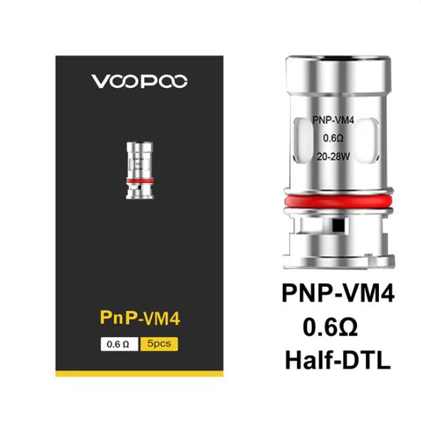 VOOPOO PnP VM4 Coils (5-Pack), Resistance: 0.6Ω Mesh Coil