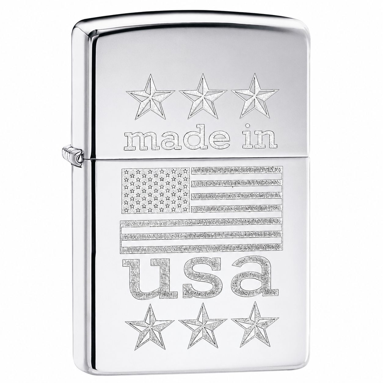 Zippo Lighter Made in USA Logo, Color: Polish Chrom