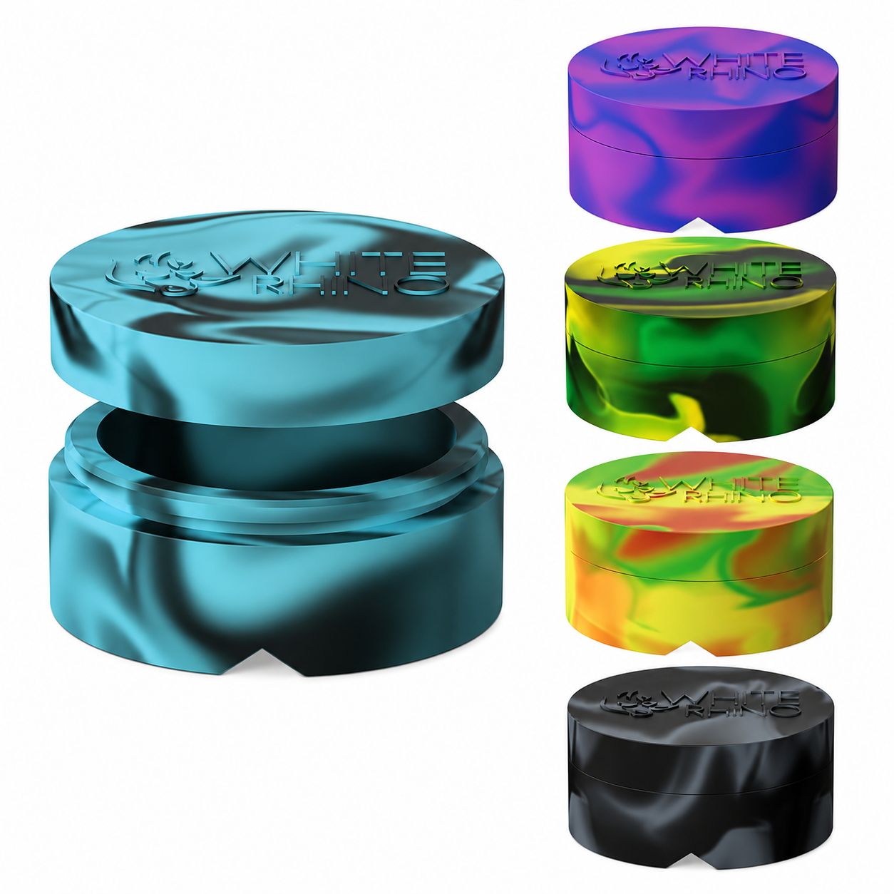 White Rhino Spinner Silicone Jar, Color: Glow In Dark