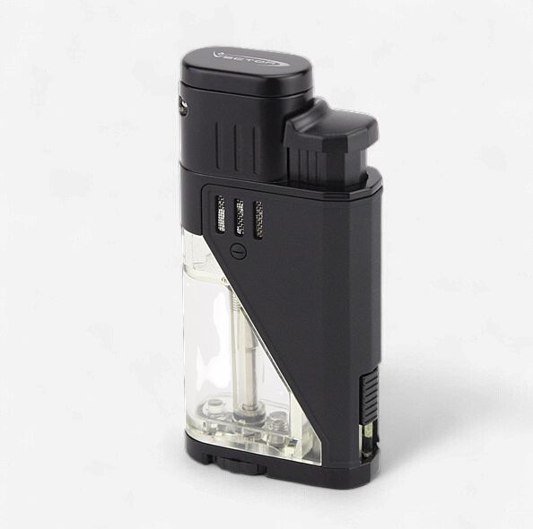 Vector® Twister Torch Lighter, Color: Black Rubber Matte/Clear Transparent Tank