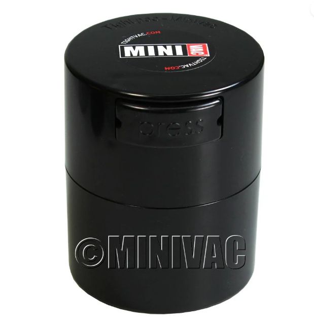 Tight VAC TV1 Minivac Container 1.4oz, Body Color: Black, Lid Color: Black