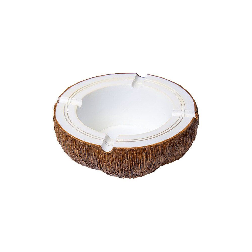 Coconut Shaped Polyresin Ashtray, Attribute: Coconut, Size: 6"