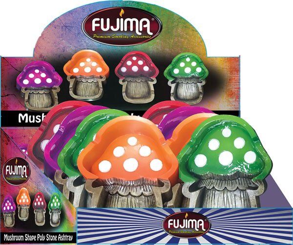 Polyresin Mushroom Ashtray by Fujima, Attribute: Mushroom, Size: 4x5"