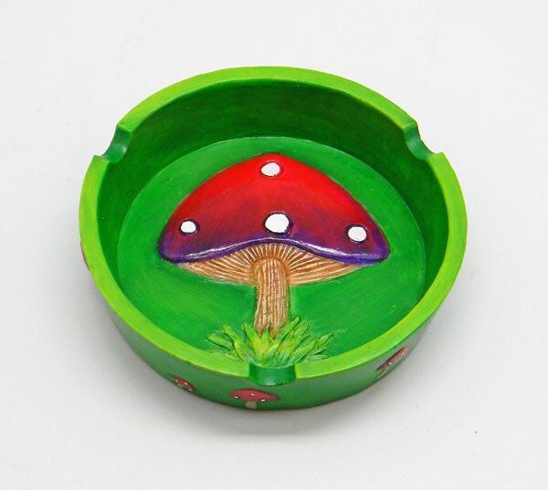 Mushroom Sprout Polyresin Ashtray, Attribute: Mushroom, Size: 4.25"