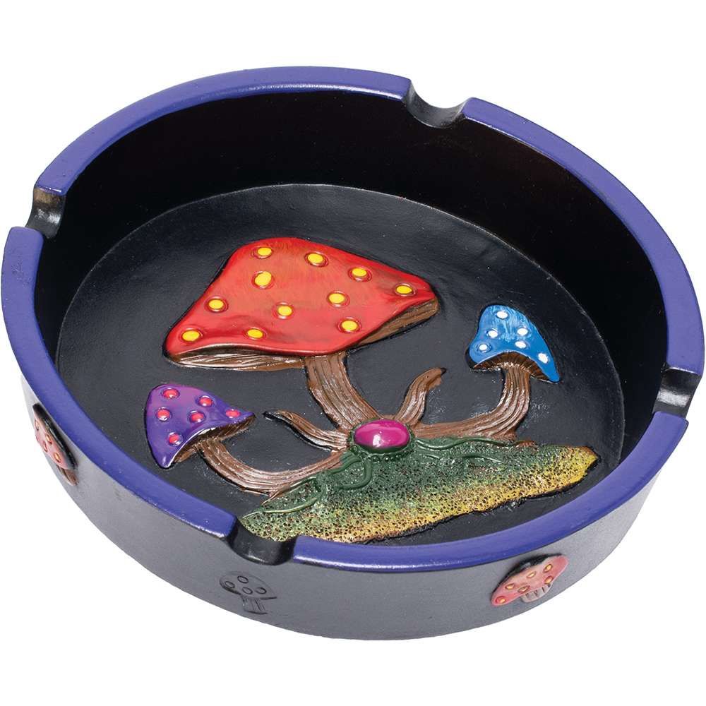 Polyresin Round Mushroom Ashtray, Size: 5.75"
