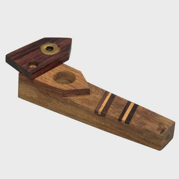 Swivel Lid Tri-Tone 3.5" Wood Hand Pipe, Color: Tri Tone