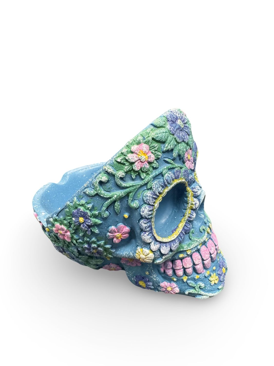 Sugar Skull Ashtray, Attribute: Aqua, Size: 3.5"