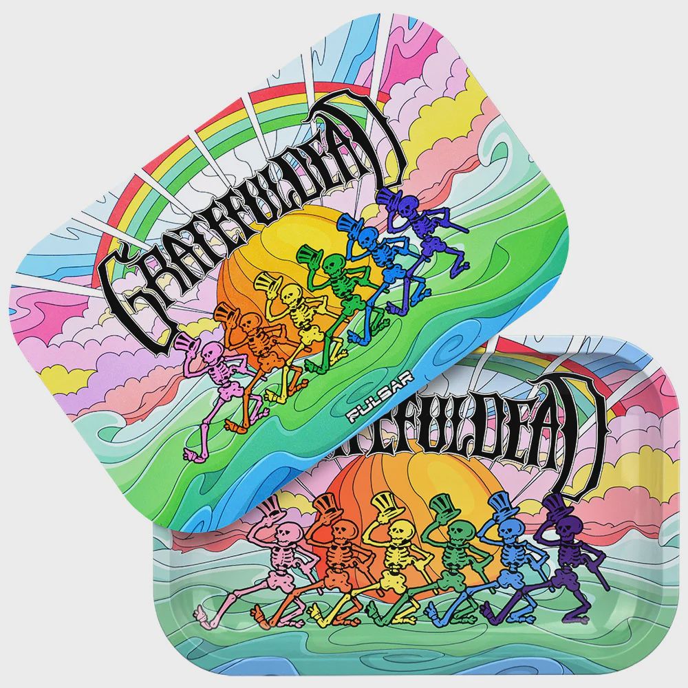 Grateful Dead x Pulsar Metal Rolling Tray w/ Lid - Under The Rainbow, Size: Large - 11" x 7"