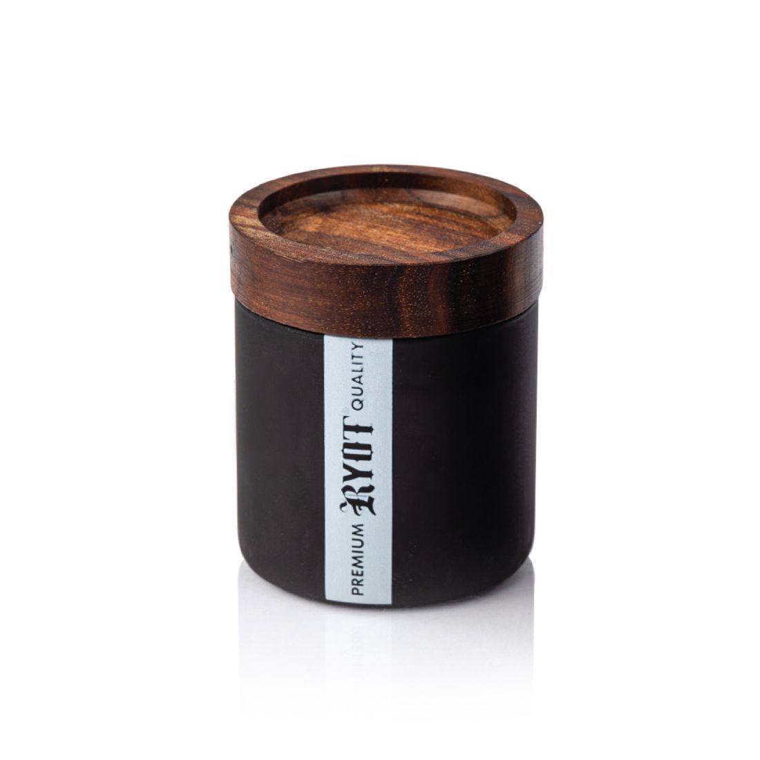 RYOT® Black Glass Jar with Walnut Tray Lid, Color: Black/Walnut