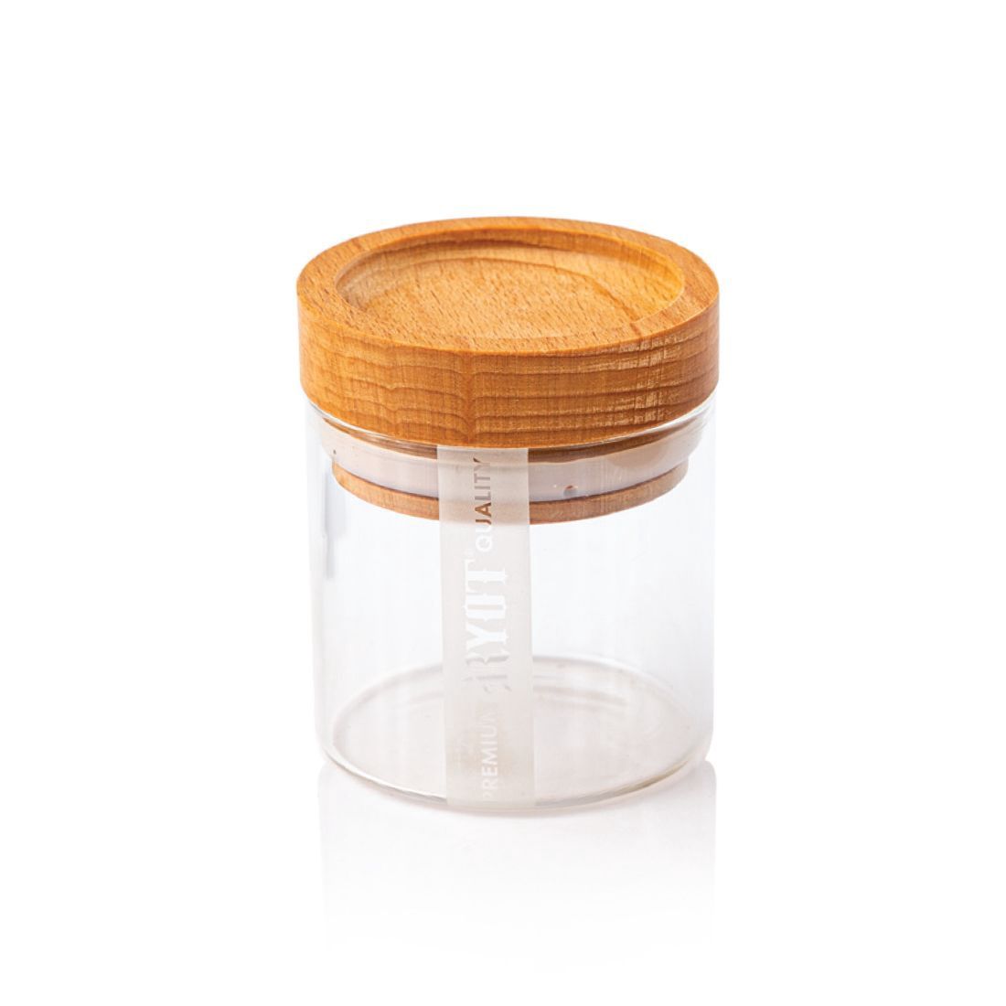 RYOT® Clear Glass Jar with Beech Tray Lid, Attribute: Clear/Beech
