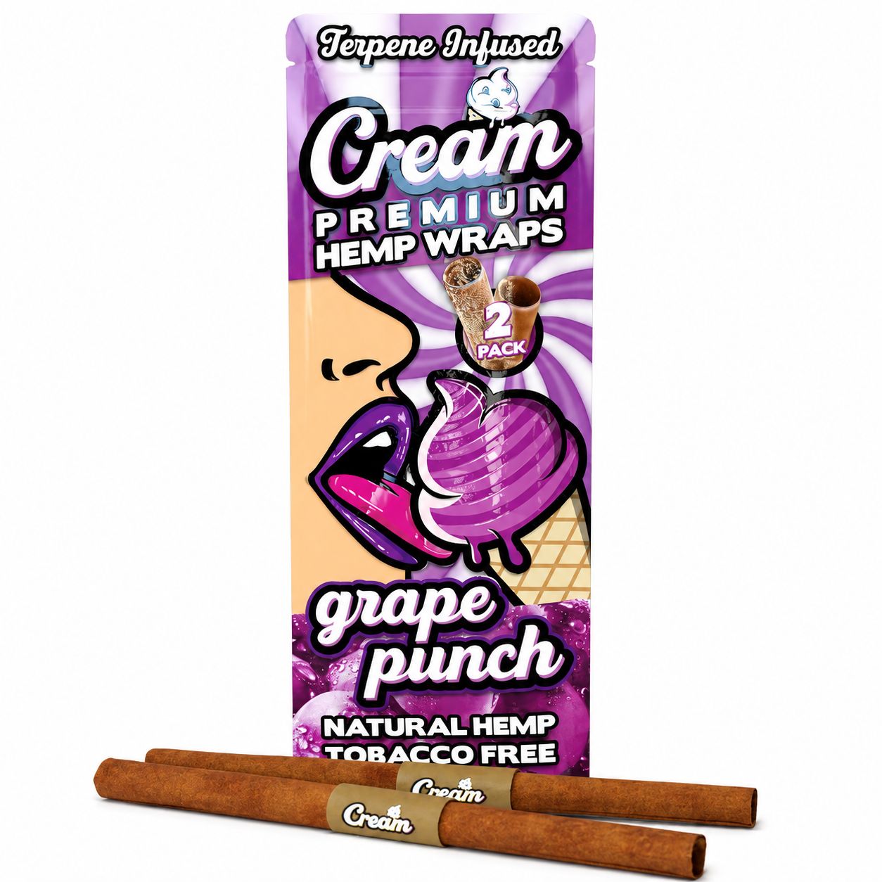 Cream Infused Hemp Wraps - Grape Punch (2 Pack), Count: Pack