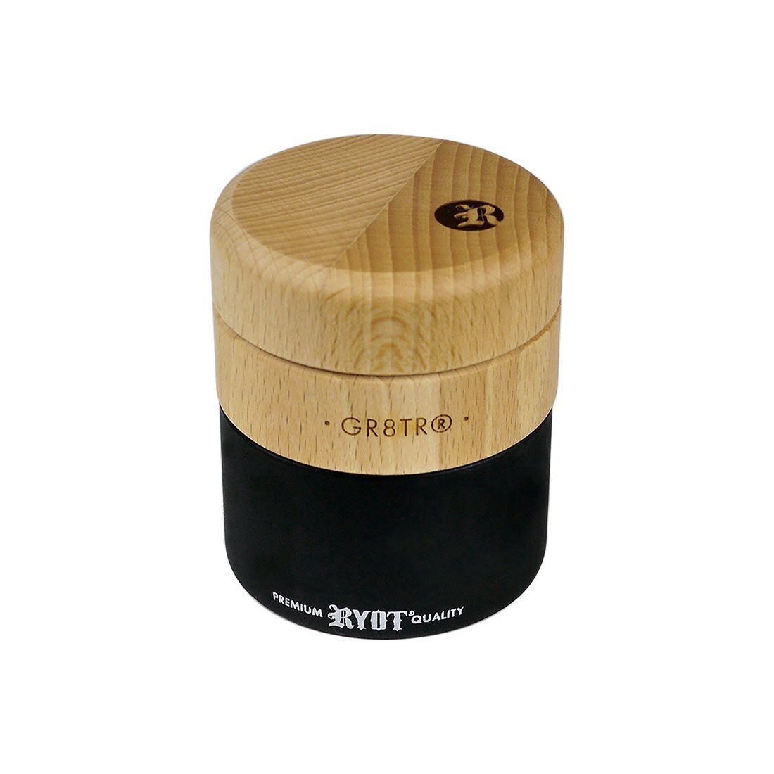 RYOT® Wood Top GR8TR with Black Glass Jar Body, Color: Beech