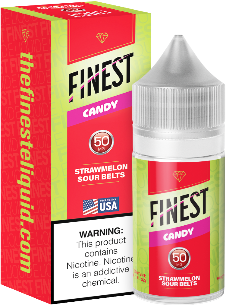 The Finest Saltnic 30mL - Straw Melon Sour Belts, Nicotine Content: 50mg