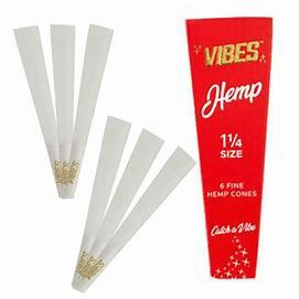 VIBES Hemp Pre-Rolled 1 1/4 Size Cones (Red), Count: Pack