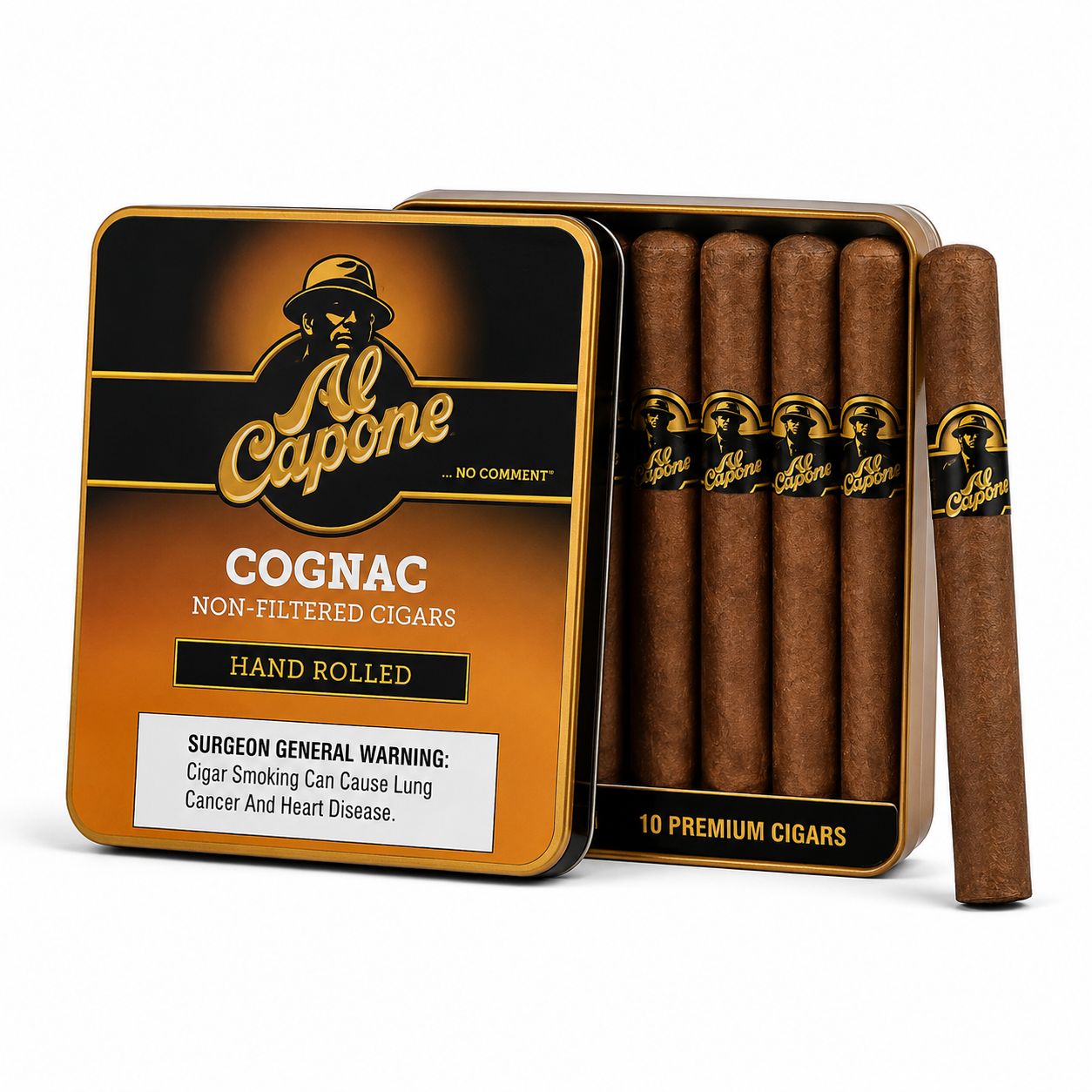 Al Capone Cognac Non-Filtered Cigars, Count: Pack of 10, Size: Cigarillos 3.5"x20 Gauge