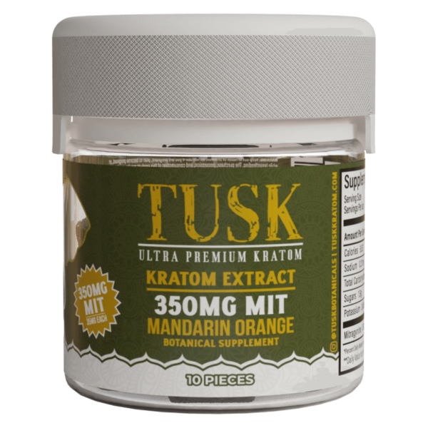 Tusk Kratom Gummies Mandarin Orange 350mg Jar, Count: Single Unit