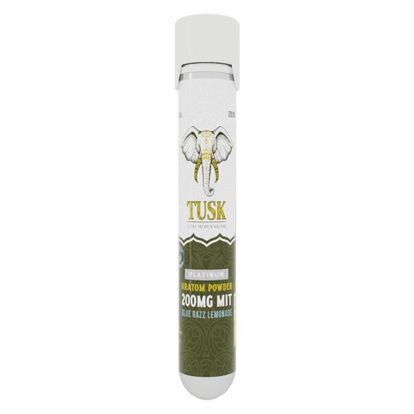 Tusk Kratom Platinum Powder Shot 200mg, Count: Single Unit, Flavor: Blue Razz Lemonade