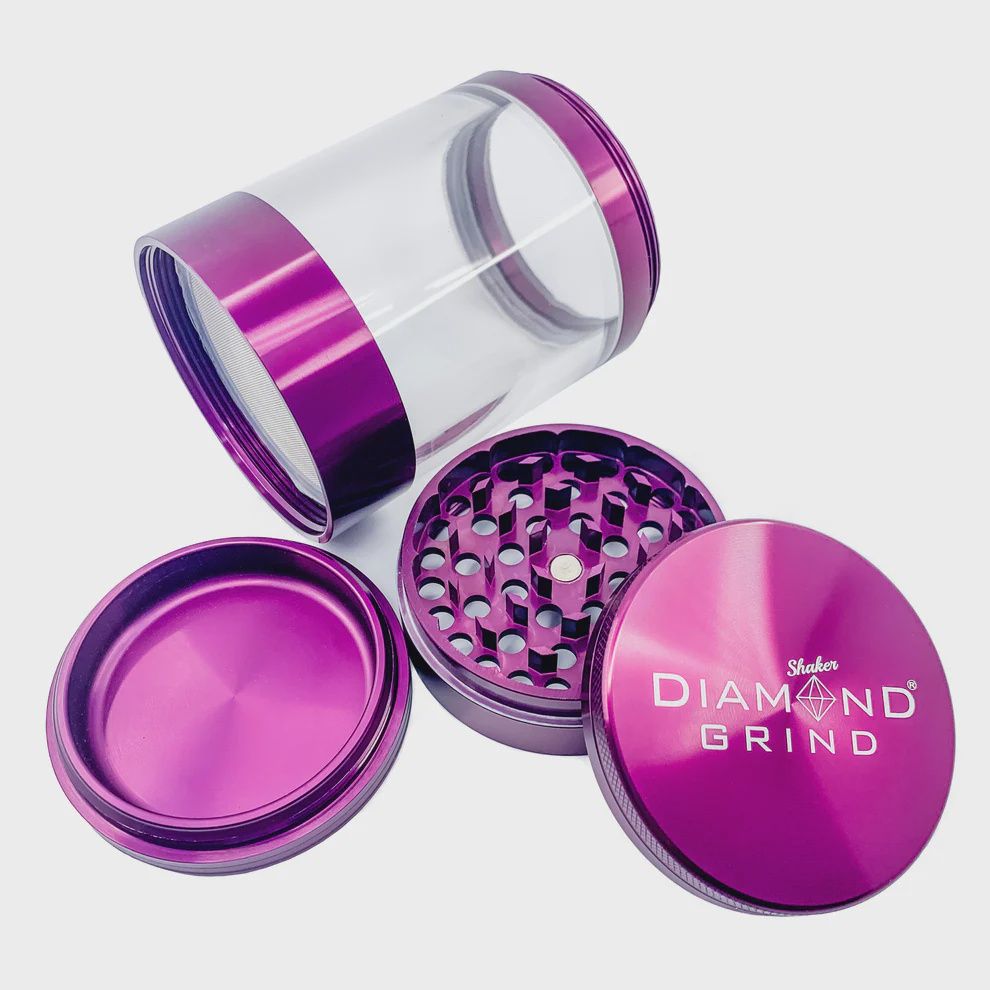 Diamond Grind 56mm Shaker Herb Grinder, Color: Purple