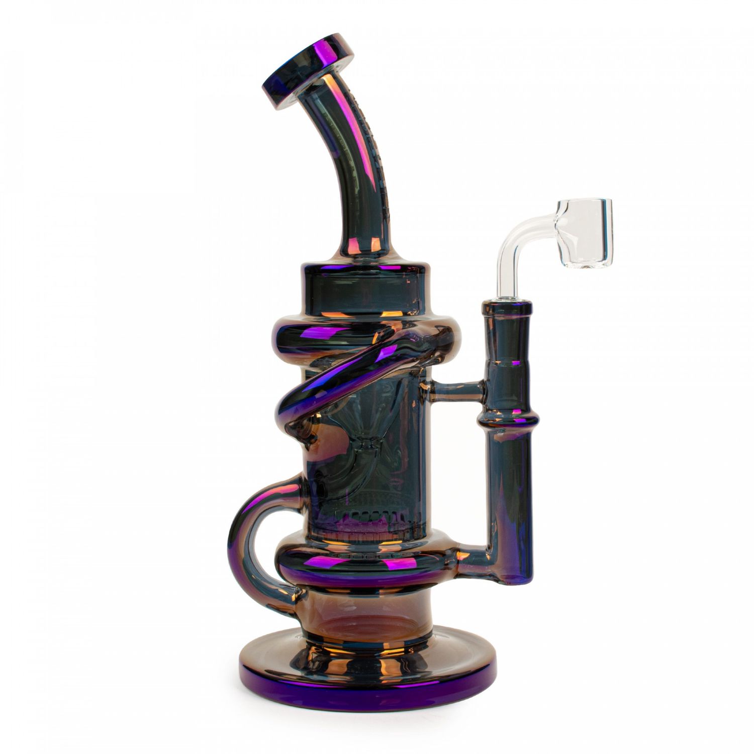 RED EYE TEK© 9.5" Terminator Glitch Klein Concentrate Recycler, Attribute: Metallic Blue