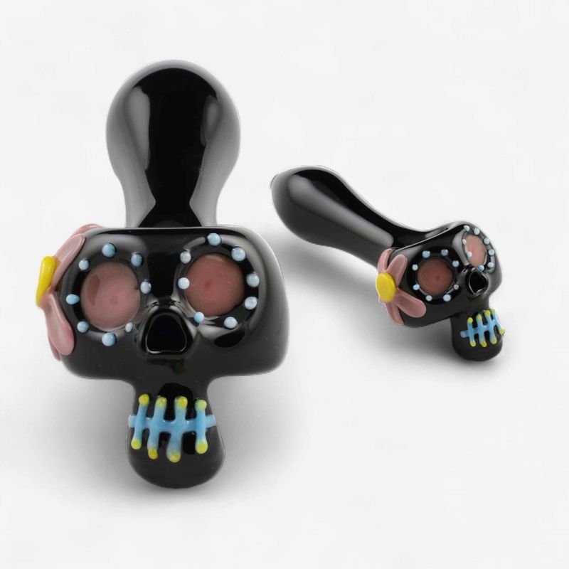 Bone Head Dia de Muertos Glass Pipe