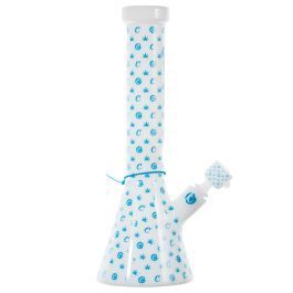 COOKIES V Beaker 13.75" Water Pipe, Color: Blue