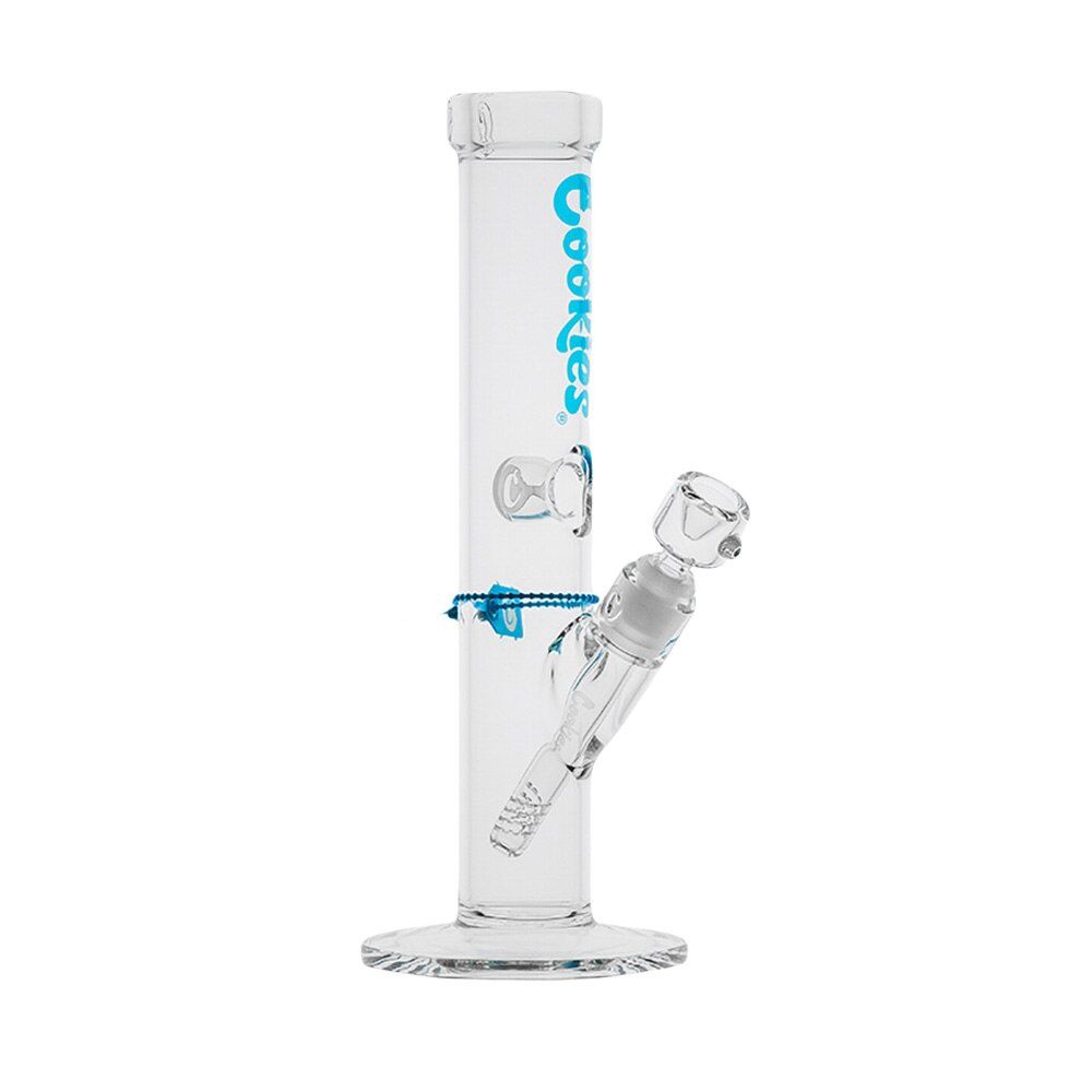 COOKIES Original Straight Tube 13.25" Water Pipe, Color: Blue
