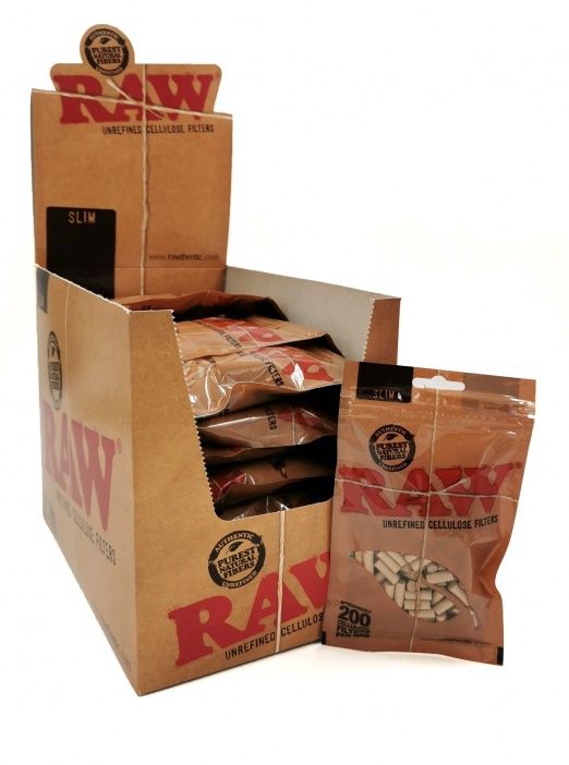 RAW Cellulose Slim Filters - 200 Count, Count: Box (30 Bags)