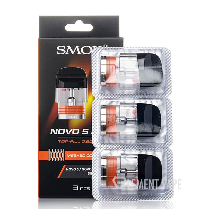 SMOK Novo 5 Replacement Pods (3-Pack), Resistance: 0.6Ω Meshed Pods