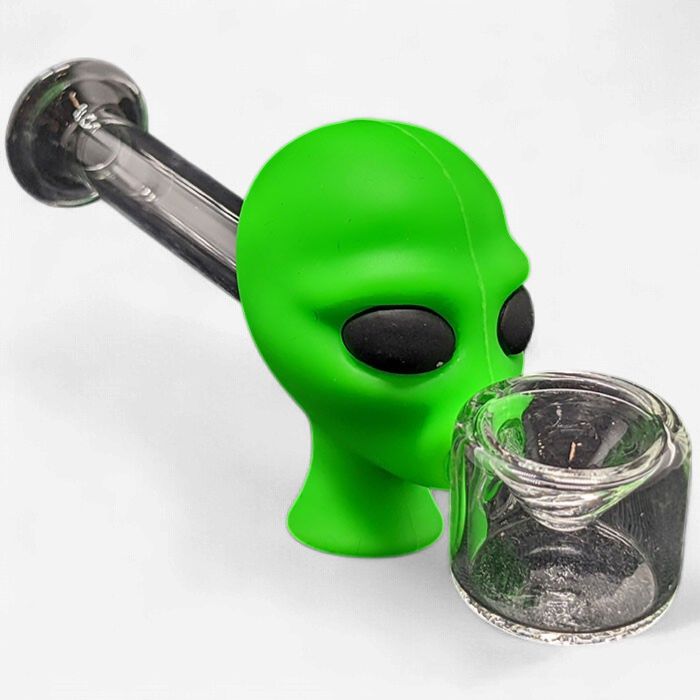 4.4" Silicone Head Alien Head Bubbler Hand Pipe