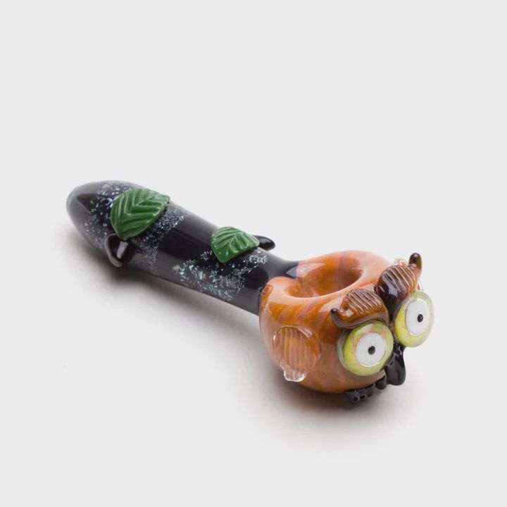 Owl Spoon Pipe by Empire Glassworks, Size: Small