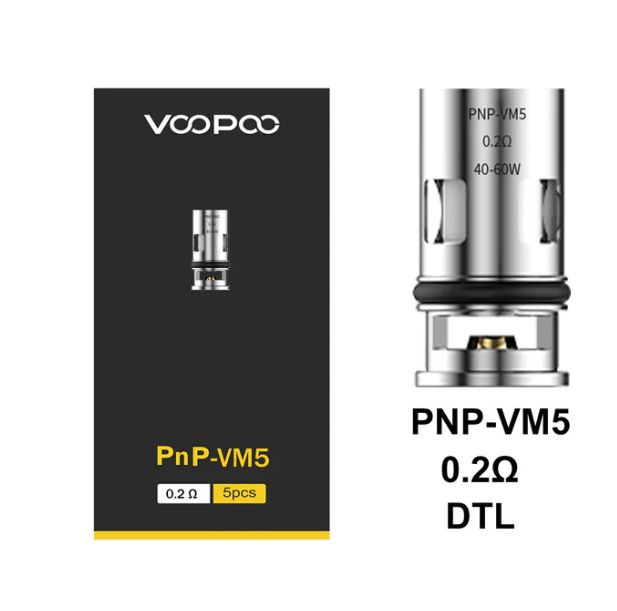 VOOPOO PnP VM5 Coils (5-Pack), Resistance: 0.2Ω Mesh Coil