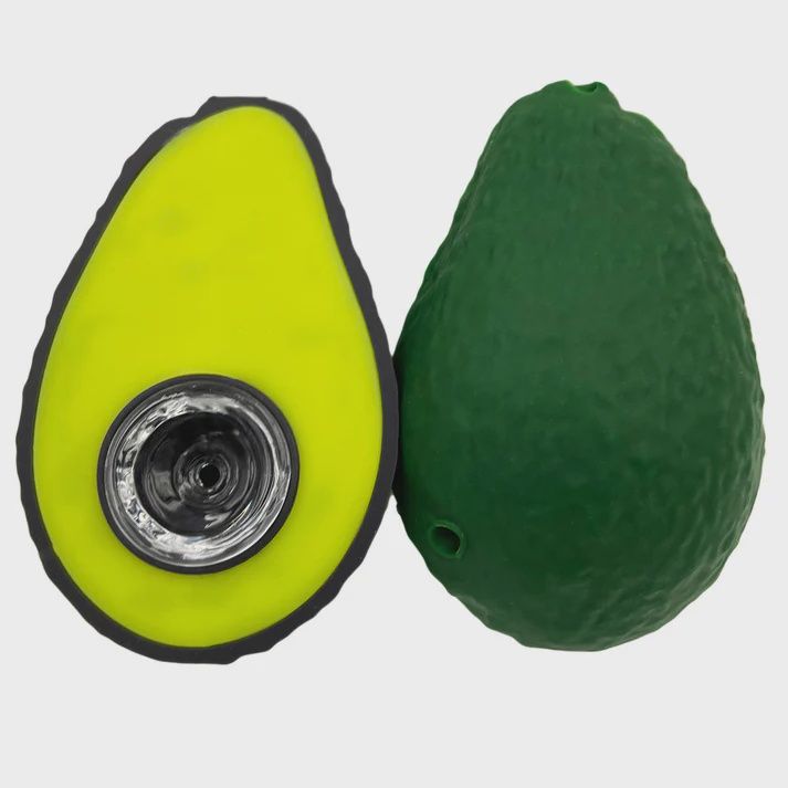 3.5" Silicone Avocado Pipe w/ Glass Bowl