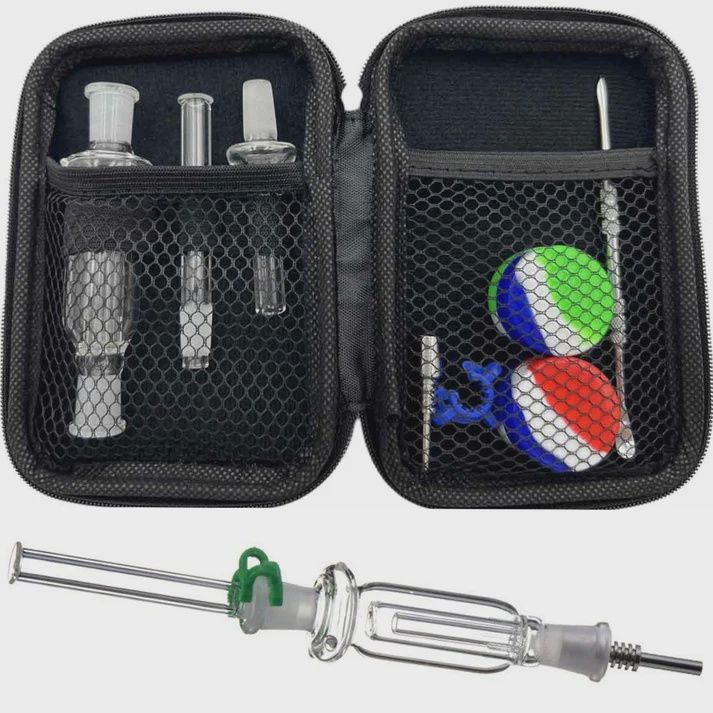 8" 10mm Glass Nectar Collector Set w/ Hard Shell Case