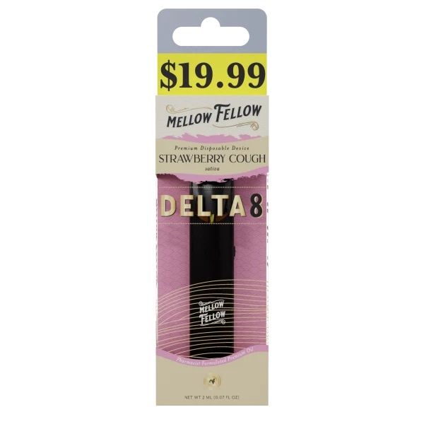Mellow Fellow Premium Disposable Vape 2ml Delta 8 Strawberry Cough (Sativa), Size: Single Pack