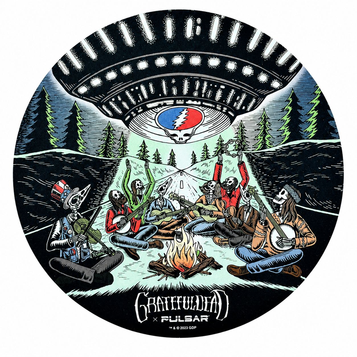 Pulsar x Grateful Dead Round Dab Pad - Close Encounters, Size: 8"