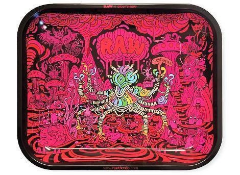 RAW x Ghost Shrimp Metal Rolling Tray - Ghost Shrimp 3, Size: Large (14" x 7")