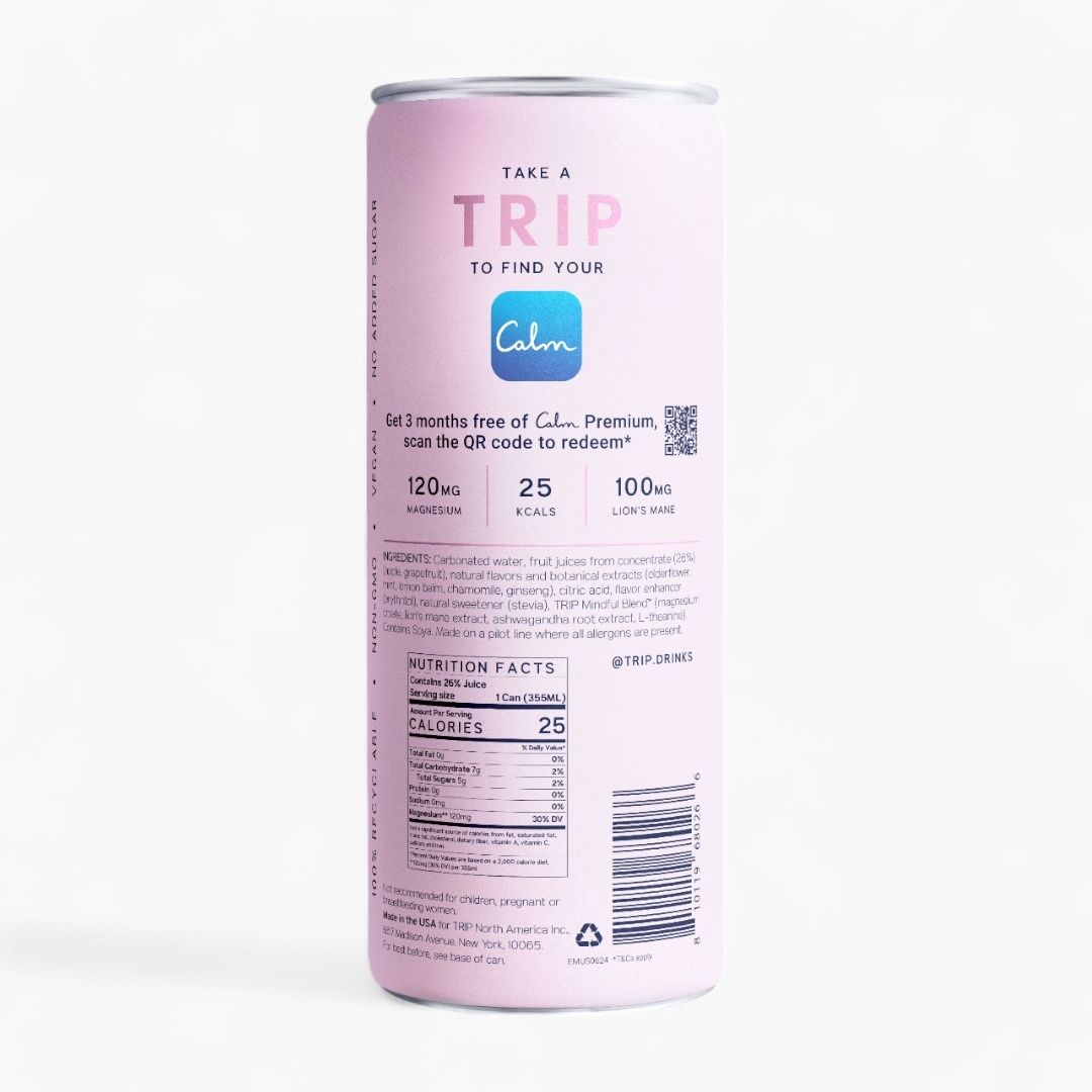 TRIP Mindful Blend Elderflower Mint Sparkling Botanical Drink 12oz, Count: Single