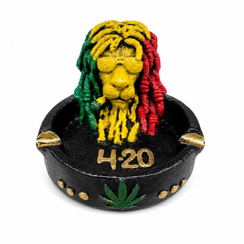 Hand Crafted Ashtray - Rasta Lion