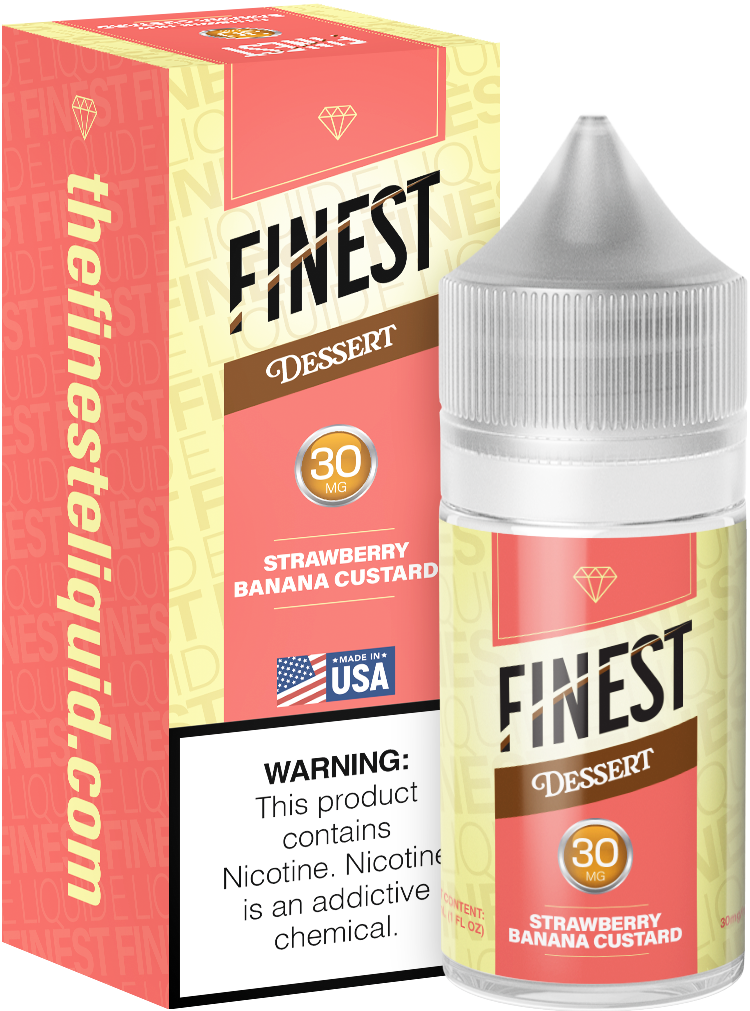 The Finest Saltnic 30mL Desert Edition - Strawberry Banana Custard, Nicotine Content: 30mg