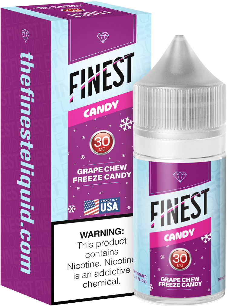 The Finest Saltnic 30mL Candy Edition - Grape Chew Freeze Candy, Nicotine Content: 30mg