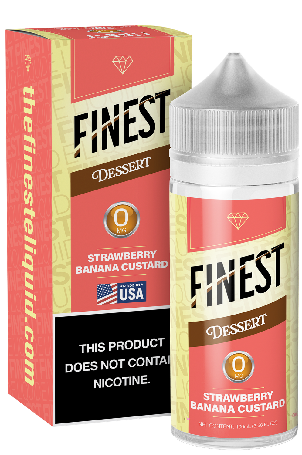 The Finest 100mL Desert Edition - Strawberry Banana Custard, Nicotine Content: 0mg