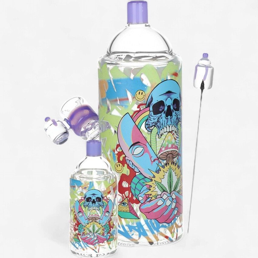 Pulsar Graffiti Series Spray Paint Glass Herb 7.5" Pipe Duo | Source of Life